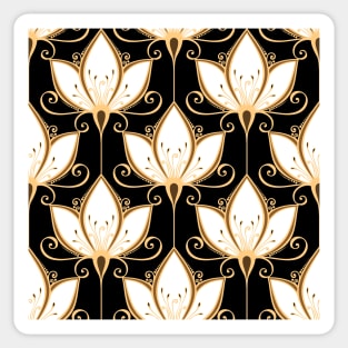 Art deco Lotus Golden tile pattern Sticker